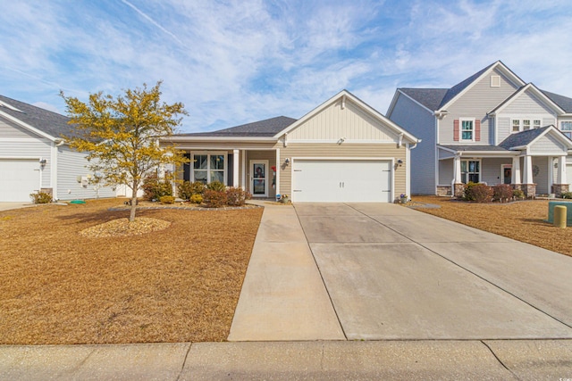 view of front of property with a garage and a porch