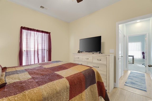 bedroom featuring ceiling fan