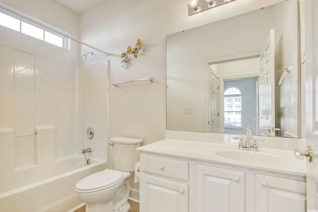 full bathroom with vanity, toilet, and shower / bath combination