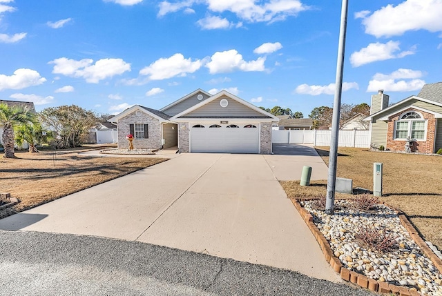 single story home with a garage