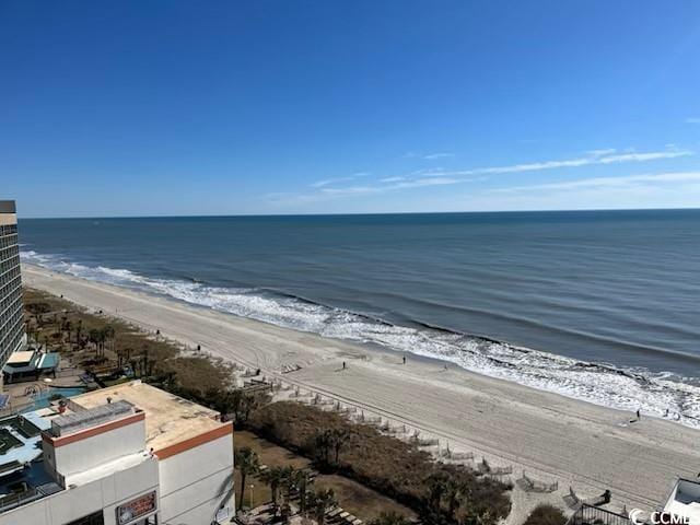 property view of water featuring a view of the beach