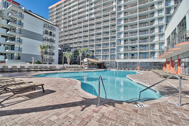 community pool with a patio