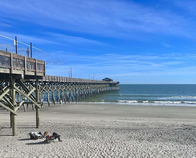 81 Delray Dr Unit 2-C, Murrells Inlet, SC 29576 - dock area featuring a pier and view of water and beach