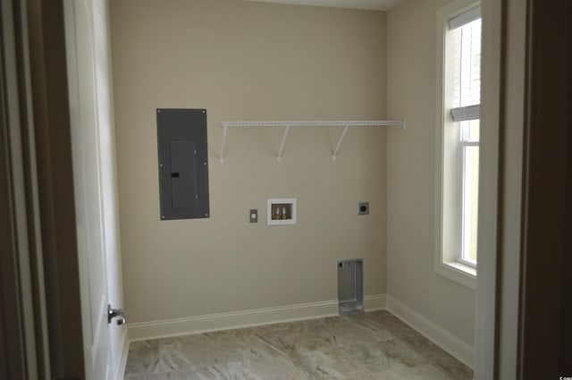 81 Delray Dr Unit 2-C, Murrells Inlet, SC 29576 - laundry room featuring electric panel, hookup for a washing machine, hookup for an electric dryer, and baseboards