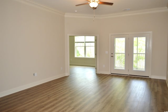 81 Delray Dr Unit 2-C, Murrells Inlet, SC 29576 - spare room featuring ceiling fan, ornamental molding, wood finished floors, and baseboards