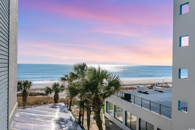 property view of water with a beach view