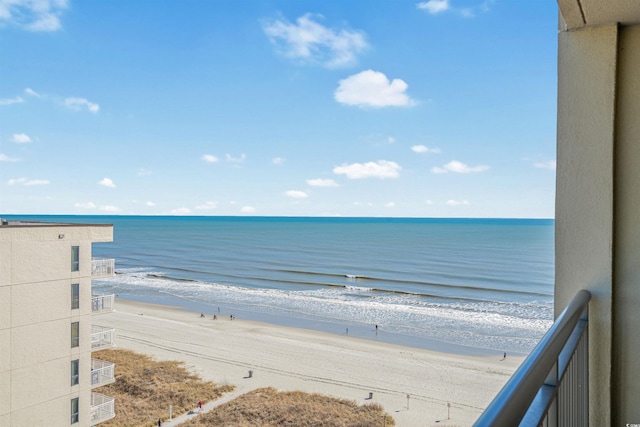 view of water feature with a view of the beach