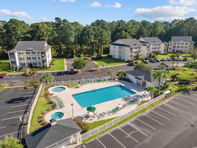 view of swimming pool featuring a patio