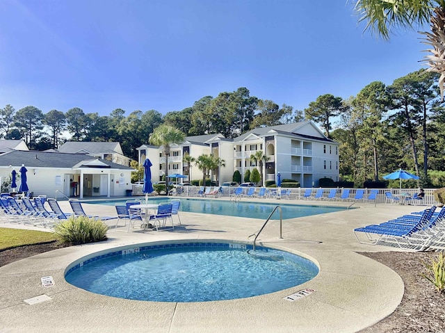 view of pool featuring a patio