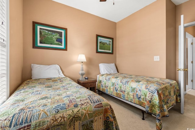 bedroom featuring carpet flooring and ceiling fan