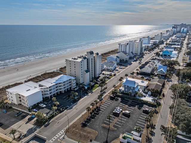 aerial view featuring a beach view and a water view