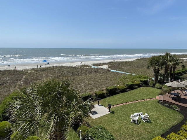 property view of water with a beach view