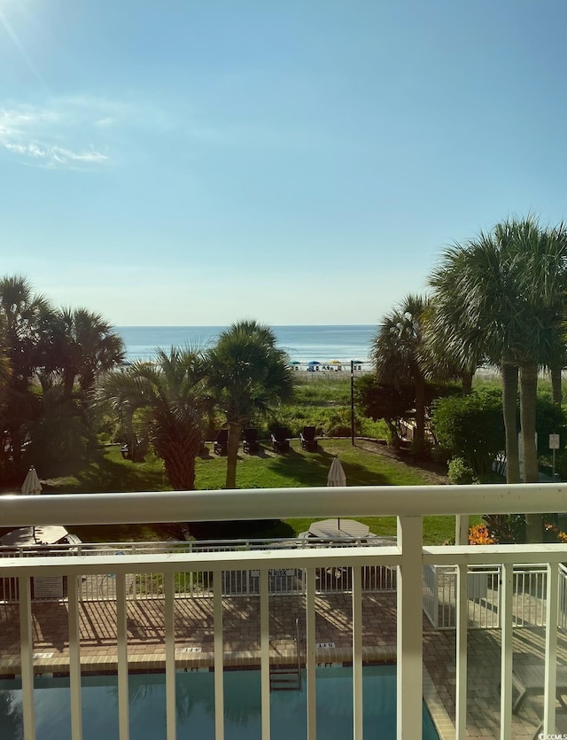 balcony with a water view