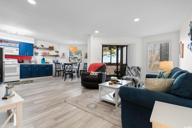 living room with light wood-type flooring