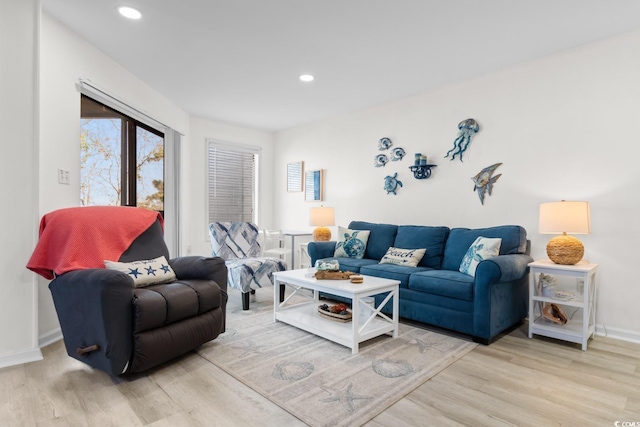 living room with wood-type flooring