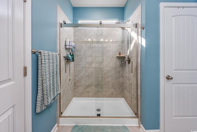 bathroom featuring walk in shower