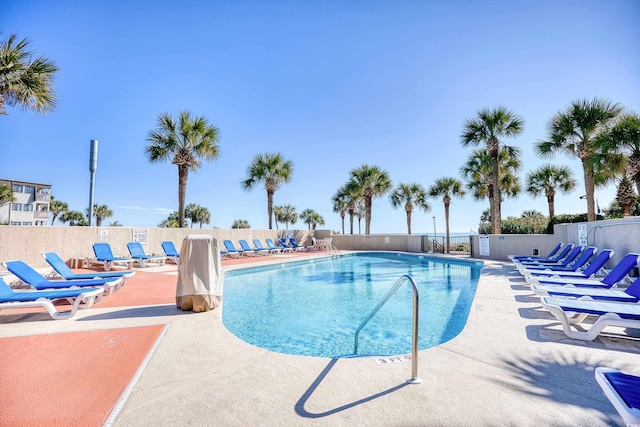 view of pool featuring a patio