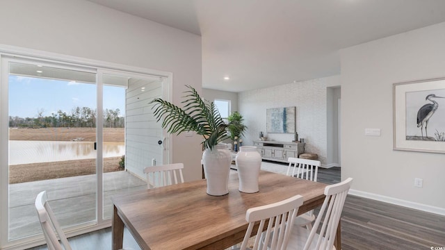 dining room with dark hardwood / wood-style floors