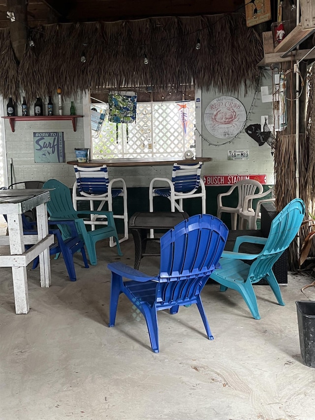 view of patio featuring a bar