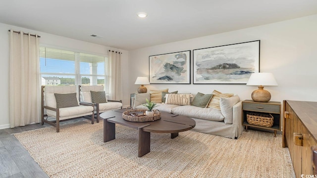 living room featuring light hardwood / wood-style floors