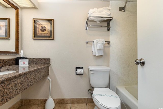 1105 S Ocean Blvd Unit 252, Myrtle Beach, SC 29577 - full bath featuring toilet, tile patterned flooring, a bath, and baseboards