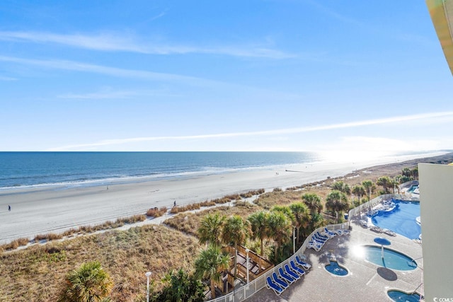 view of water feature with a view of the beach