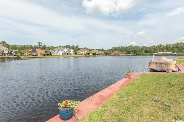 property view of water with a boat dock