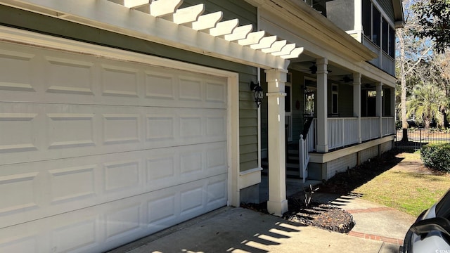 view of garage