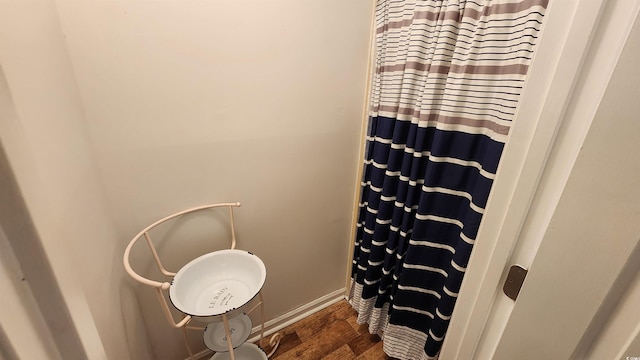 bathroom featuring hardwood / wood-style flooring