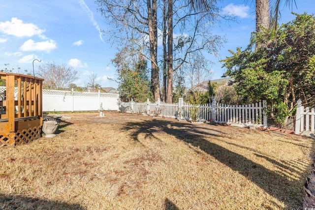 view of yard featuring a fenced backyard