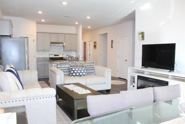 living room featuring light hardwood / wood-style floors