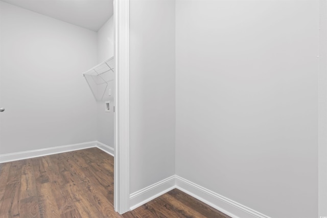 spacious closet featuring dark wood-type flooring