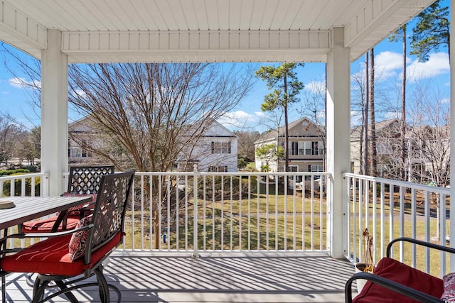 deck featuring a yard