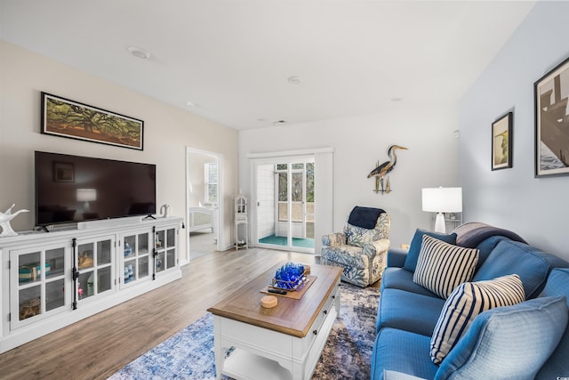 living area with wood finished floors