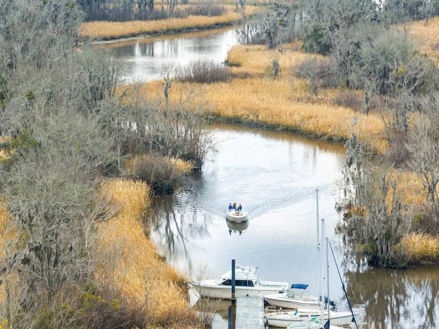 view of water feature featuring a boat dock