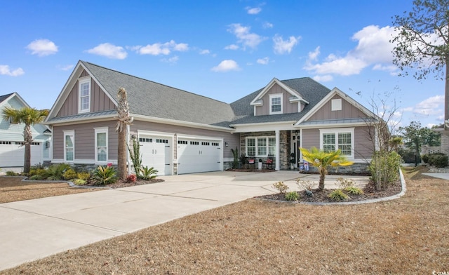 craftsman inspired home with a garage