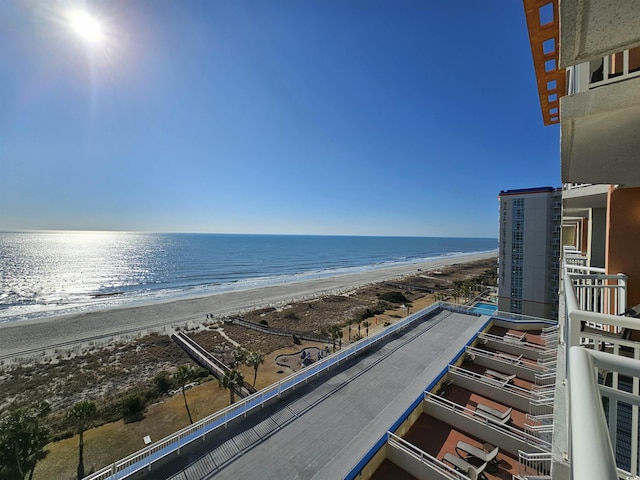 property view of water featuring a view of the beach