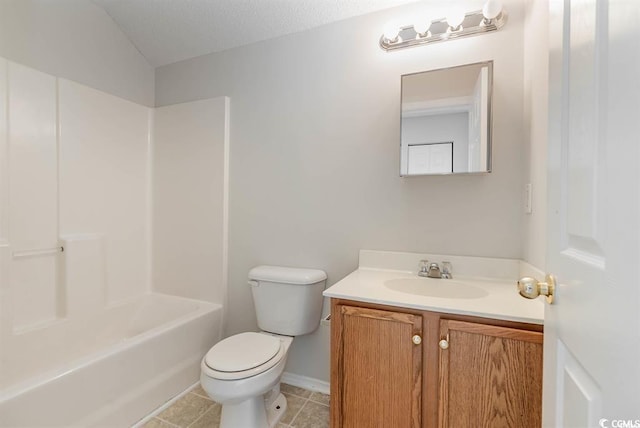 full bathroom with tile patterned flooring, vanity, toilet, and shower / bath combination