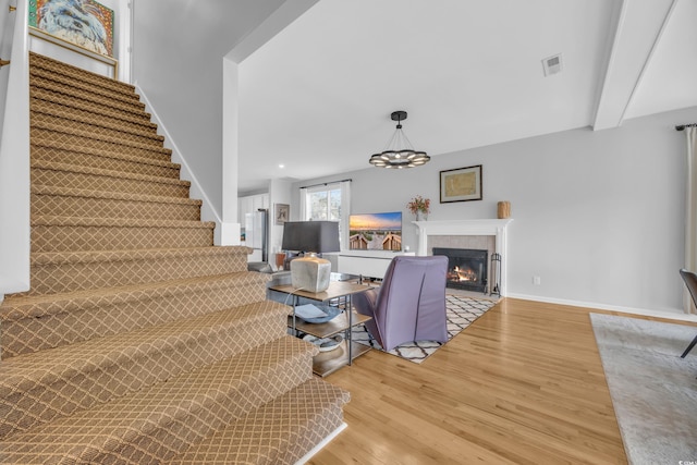 living room with light wood-type flooring