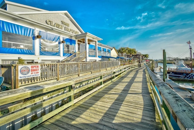 dock area featuring a water view