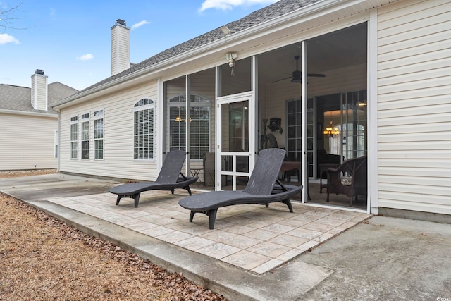 view of patio / terrace featuring ceiling fan