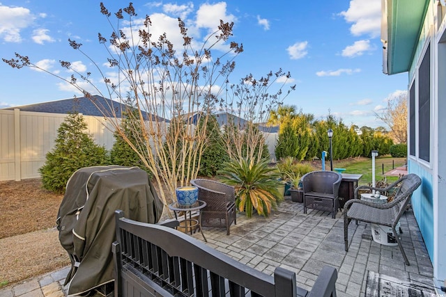 view of patio with area for grilling