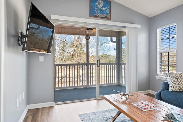 interior space with lofted ceiling