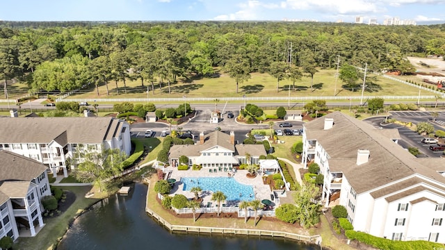 bird's eye view featuring a water view