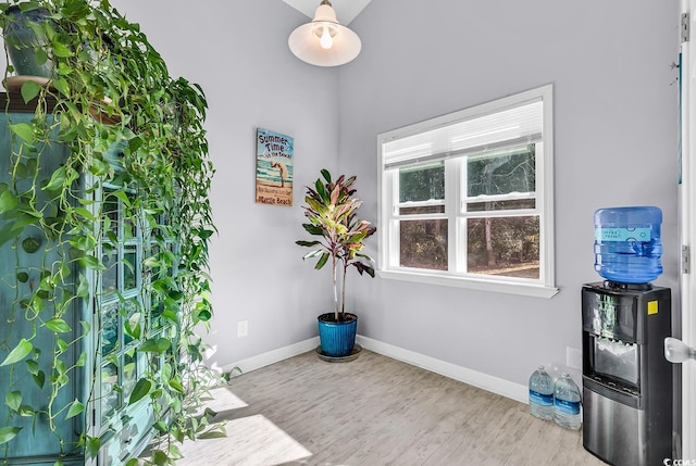 interior space with light hardwood / wood-style floors