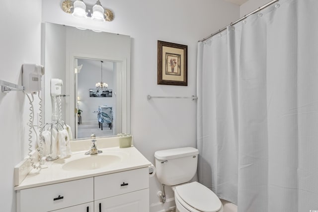 5825 Catalina Dr Unit 332, North Myrtle Beach, SC 29582 - full bathroom featuring vanity, a chandelier, and a shower with shower curtain