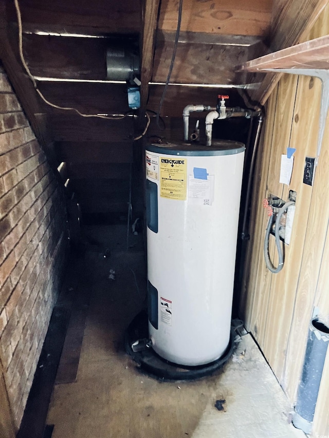 utility room with electric water heater