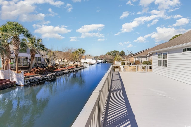 view of water feature with a residential view