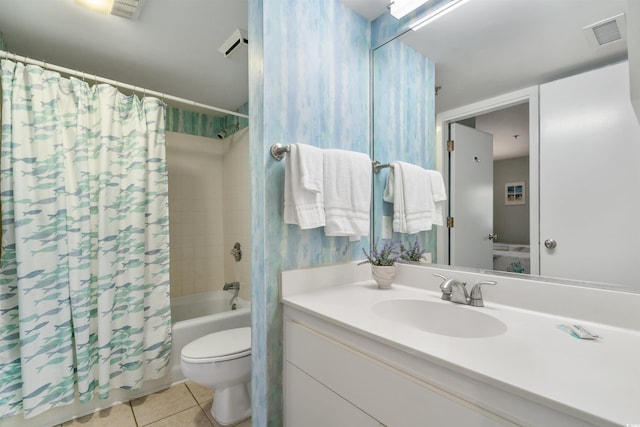108 Rothbury Cir Unit 207, Myrtle Beach, SC 29572 - bathroom with shower / bath combination with curtain, vanity, tile patterned floors, and toilet