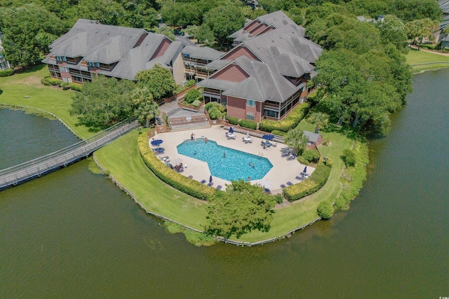 108 Rothbury Cir Unit 207, Myrtle Beach, SC 29572 - drone / aerial view of a pool area and a large body of water